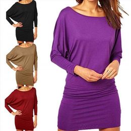 Boutique Round Neck Loose Dresses Batwing Sleeve Fashion Party Sheath Dress