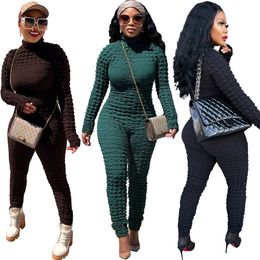 Wholesale Bubble Jumpsuits Women Plus size 2XL Long Sleeve Rompers Casual Zipper Bodycon Jumpsuits Spring Clothes One Piece Outfits Overalls Solid Leggings 8419