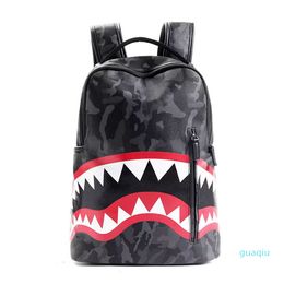 Designer-trendy Leopard Backpack Bags Shark Teeth School Backpack Polyester Designer Backpack With Zipper Pocket Simple All In Stock