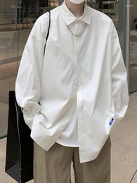 Men's Casual Shirts Gmiixder Japan White Shirt Men's High End Patch Design Top Autumn Korean Slim Trend Handsome Drop Sense Long Sleeve