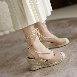 Sandals Sianie Tianie Bohemian Sexy Ankle Cross Strap Woman's Summer Pumps Shoes Platform Wedges High Heels Espadrilles Women