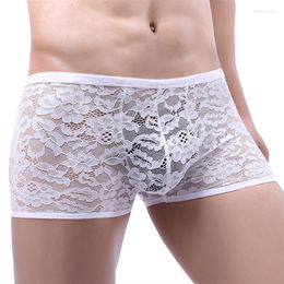 Underpants Lace Sexy Shorts Men Boxer Underwear Cueca Masculina Boxers Breathable Calzoncillos Hollow Male Panties