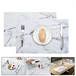 Table Mats 2PCS Marble Pattern Stripe Placemat Dishware Coasters PVC Mat Kitchen Tableware Pad DIY Wedding Party Decorative