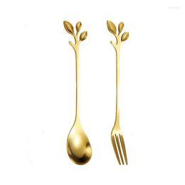 Dinnerware Sets 2023 Teaspoon Creative Gold Rose Spoon Coffee Mixing Dessert Flower Gift Tableware SSJ282