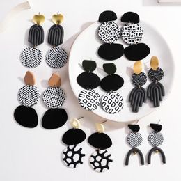 Dangle Earrings AENSOA Exaggerate Geometric Polka Dots Polymer Clay Drop For Women Girls Irregular Graffiti Long Earring Travel Jewelry