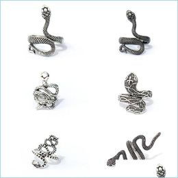 Band Rings Bk Lots 30Pcs Snake Ring Mix Cool Punk Alloy Charm Men Women Partygift Jewelry Drop Delivery Dh8L3