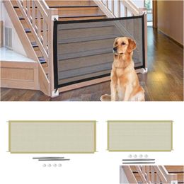Kennels Pens Ingenious Mesh Dog Fence For Indoor Outdoor Tall Pet Gate Retractable Safety Guard Foldable Toddler Stair Isolation D Dhmf7