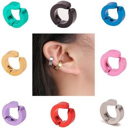 Backs Earrings Color Titanium Steel Circle Clip-on Fake For Women No Pierced Earcuff Ear Clip Earring Men Without Piercing Punk Bijoux