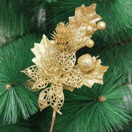 Decorative Flowers 23 12cm Artificial Christmas Tree Hanging Glitter Cuttings Decorations Drop Pendant Home Xmas Party Ornament Flower