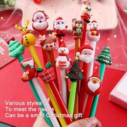 10Pcs/Lot Cute Christmas 4 Colours Gel Pen 0.5mm Black Ink Creative Santa Claus Cartoon Signature