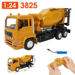 Electric RC Car 1 24 RC Dump Truck 10CH Cement Mixer Engineering Vehicle Model Toys with Lights Sound Construction Hobby for Kids Gift 230111