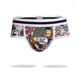 Underpants Men Underwear Sexy Low Waist U Convex Bulge Pouch Print Briefs Printed Male Panties Breathable Comfortable Soft