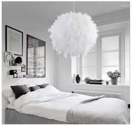 Pendant Lamps E26/E27 Feather Hanging Lamp Living Room Decorative Romantic Parlour Dreamlike Beautiful Droplight