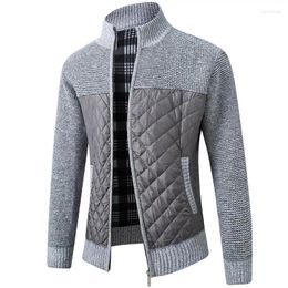 Men's Jackets 2023 Autumn Winter Men's Jacket Slim Fit Stand Collar Zipper Men Solid Cotton Thick Warm Sweater