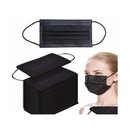 Other Home Garden Adt Black Disposable Face Masks Breathable 3Layer Nonwoven Protective Mask Drop Delivery Dhzcm