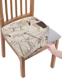 Chair Covers Vintage Nautical Earth Ship Anchor Seagull Elastic Seat Cover For Slipcovers Home Protector Stretch