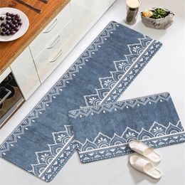 Carpet Kitchen Mat Set Blue AntiSlip Absorbent Bathroom Toilet Rug Long Bedroom Living Room Entrance Doormat Modern Home Decor 230113