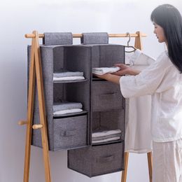 Storage Boxes Hanging Closet Organiser Linen Cloth Collapsible Shelves For Sock Clothes Bra Toys