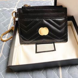 4 Kartensteckplätze Marmont Keychain Münzversand Kartenhalter Brieftasche 627064 mit Box Original Luxusdesigner Frauen -Männer Geldbörse Key Beutel Lederhalter