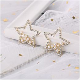 Stud Fashion Jewellery S925 Sier Post Earrings Rhinstone Beads Star Drop Delivery Dh7G4