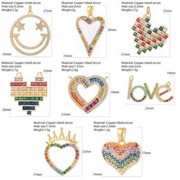 Charms Heart Letter For Jewellery Making Supplies Bohemian Dangle Real Gold Plated Crystal CZ Diy Necklace Earring Bracelet272A