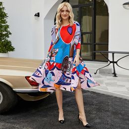 Casual Dresses Autumn And Winter Fashion Printing Sexy Women's Loose Abstract Long Sleeve Dress