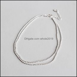 Anklets Women Elegant Double Chain Bead Anklet Bracelet Sexy Foot Ankles For Lady Girls Perfect Fine Jewelry Drop Yma011 Delivery Ot7Ze