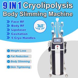 CRYO 360° Cryolipolysis Fat Freeze Body Slimming Machine Weight Reduction 9 IN 1 Cavitation RF Lipolaser Anti Cellulite Anti-wrinkle Facial Lift Salon Home Use