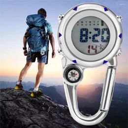 Pocket Watches Electronic Sport Watch Calendar Chronograph Functional Outdoor Backpack Hanging Buckle Pendant Clock