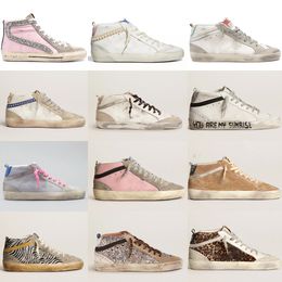 Golden Mid Slide star high top Sneaker Fashion mens woman casual shoes luxury Sequin Classic White Do-old Dirty star sneakers woman