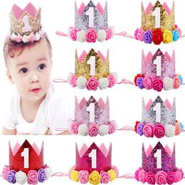 Hair Accessories Flower Crown Born Headband Colour Birthday 1 Year Number Priness Style Hat Baby Accessory