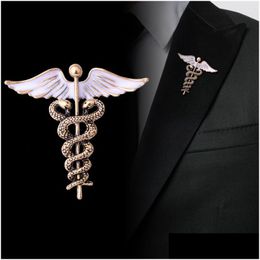 Pins Brooches Fashion Jewelry Pins Vintage Star Of Life Medical Logo Brooch For Man Woman Enamel Angel Wing Snakes Drop Delivery Dheby