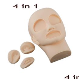 Permanent Makeup Skin 4 In 1 3D Eyebrow Lip Tattoo Practice Mannequin Head With 2Pcs Eyes Add 1Pc Drop Delivery Health Beauty Tattoo Dhzqr