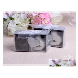 Party Favor 100Pcs/Lot100Pcsis50Pairsmr. Mrs. Heart Ceramic Salt Pepper Shakers Wedding Favors Bride And Groom Drop Delivery Home Ga Dhhts