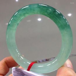 Bangle Grade A Jadeite Floating Jade Round Bracelet Women Fine Jewelry Accessories Myanmar Green Jades Stone Bangles Mujer