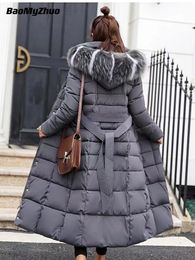 Women's Vest Autumn Winter Fashion Brown Black Warm Thick Down Coat Jacket Oversize Vintage Luxury Hooded Long Coats Parka 230112