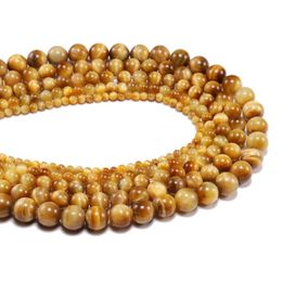 Beads Other 1strand/lot Natural Stone Gold Tiger Eye Agat Round Loose DIY Bracelet Material 4 6 8 10 12mm For Jewellery Making