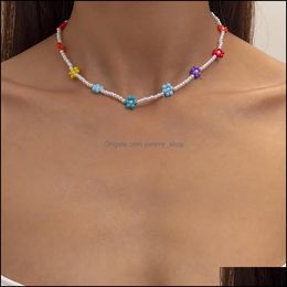 Chokers 2021 Bohemia Colorf Rice Beads Strand Necklaces For Women Teens Girls Chic Clavicle Choker Necklace Trendy Beach Jewellery Dro Otvk4