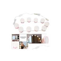 Compact Mirrors Makeup Mirror Vanity Led Light Bbs Kit Usb Charging Port Cosmetic Lighted Make Up Bb Adjustable Brightness Lights Dr Dho1Z