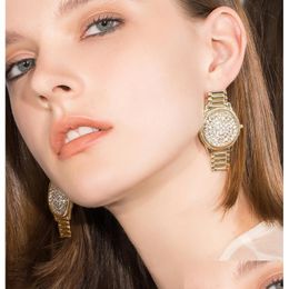 Stud Fashion Jewellery S925 Sier Post Earrings Rhinstone Watch Shape Earring Drop Delivery Dhpih