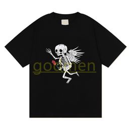 High Fashion Mens T Shirt Womens Angel Skeleton Wings Letter Print T Shirts Summer Short Sleeve Tees Size S-XL