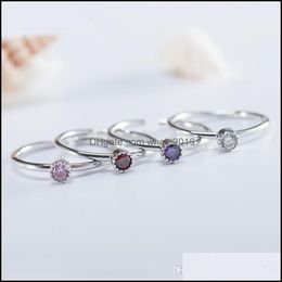 Band Rings 100 Real 925 Sterling Sier Open For Women Korean Ol Simple Zircon Finger Ring Fine Jewelry Christmas Gifts Ymr475 Drop Del Ot1Aa