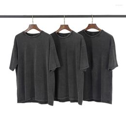 Men's T Shirts Summer Hip Hop Washed Retro T-Shirts Men Black Edge Grinding Vintage Loose Cotton Oversize Tees Tops Male Lady Streetwear