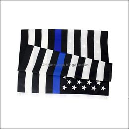 Banner Flags 3X5Fts 90Cmx150Cm Law Enforcement Officers Us American Police Thin Blue Line Flag Blueline Usa Rrd8185 Drop Delivery Ho Otxeg