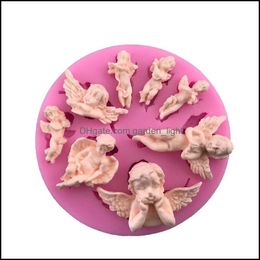 Baking Moulds 8 Cavity Fairy Angel Baby Sile Mold Angelic Cherub With Wings Mod For Cake Fondant Chocolate Polymer Clay Molds 446 R2 Dhnzb