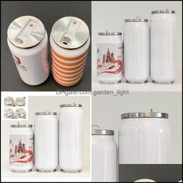 Tumblers 12Oz Sublimation Can Diy 350Ml Water Bottle In Bk Double Walled Stainless Steel Cola Shape Insated Vacuum With 149 K2 Drop Dhfoo