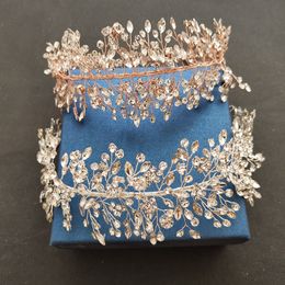 Wedding Hair Jewelry SLBRIDAL Handmade 3 Colors Crystal s Bridal Tiara Headband Crown Accessories Bridesmaid 230112