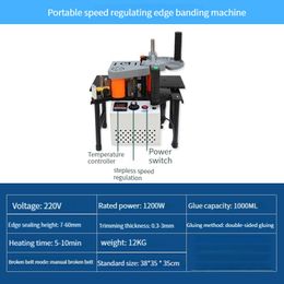 Electric Equipment Manual Edge Banding Machine Double Side Gluing Portable Bander Woodworking Edge Band 220V 1200W 350mm