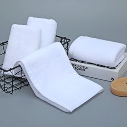 Embroidery Custom Logo Thick White Face Towel 100% Cotton Hand Towels for Hotel Home Take Hot Springs Sauna Spa Beauty Salon Towel 35x75cm 150g 32s