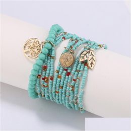 Beaded Bohemian Fashion Jewellery Mtilayer String Bracelet Ethnic Style Pendant Beads Bracelets Drop Delivery Dho7I